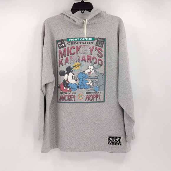 DISNEY Pullover 90's XL Graphic Mickey's Fight Of The Century Vintage Hoodie Top - Picture 1 of 11